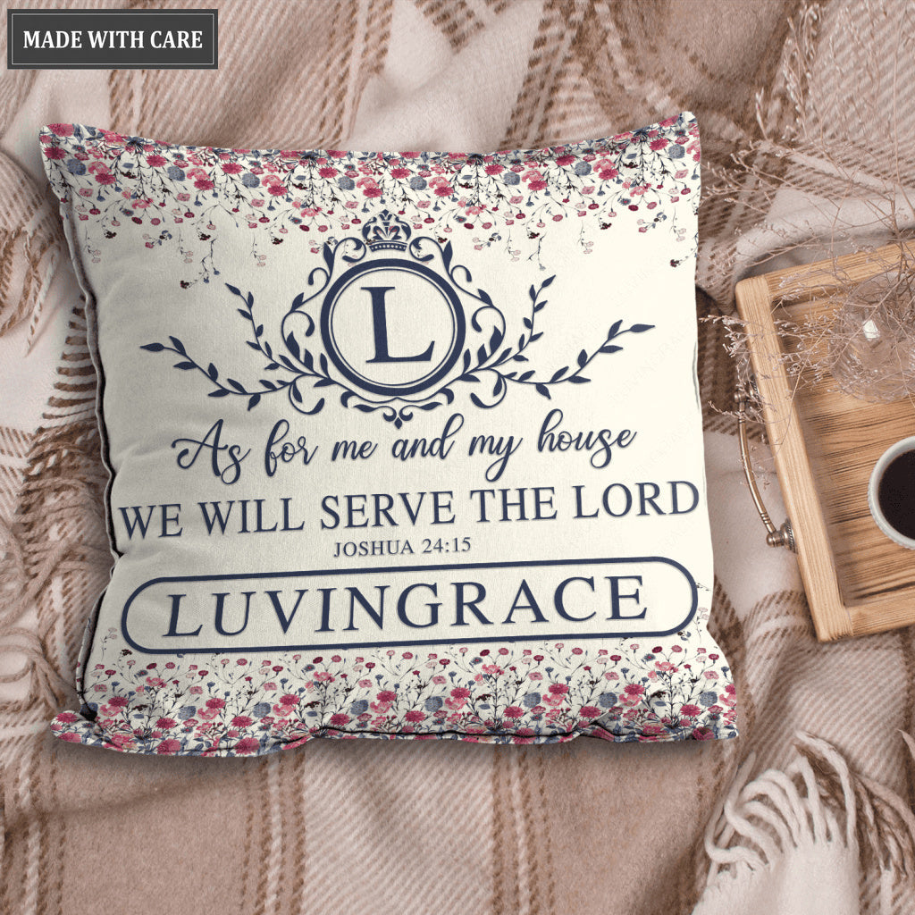 Vintage Flower As For Me And My House Personalized Pillow