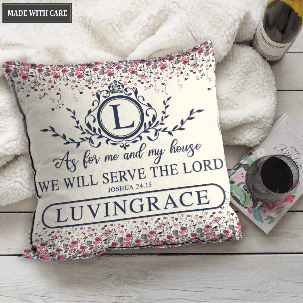 Vintage Flower As For Me And My House Personalized Pillow