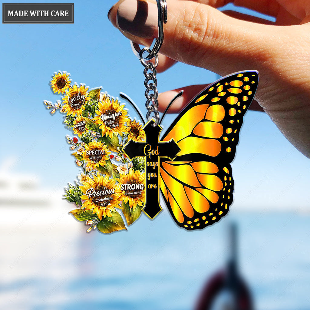 Color Of Butterflies God Says You Are Keychain