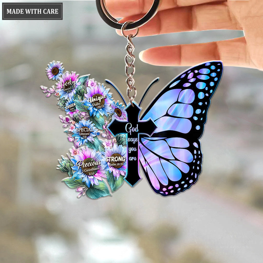 Color Of Butterflies God Says You Are Keychain