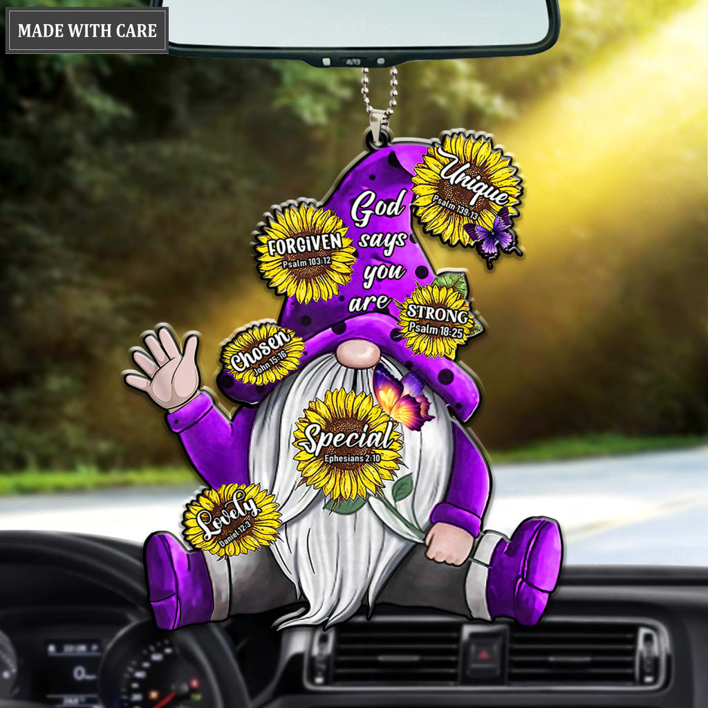Purple Gnome With Sunflowers God Says You Are Ornament