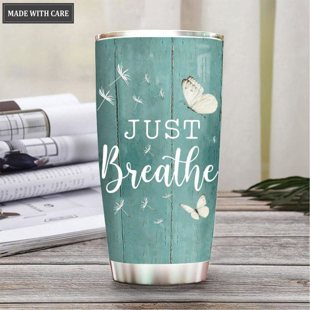 Butterfly Just Breath Personalized Tumbler