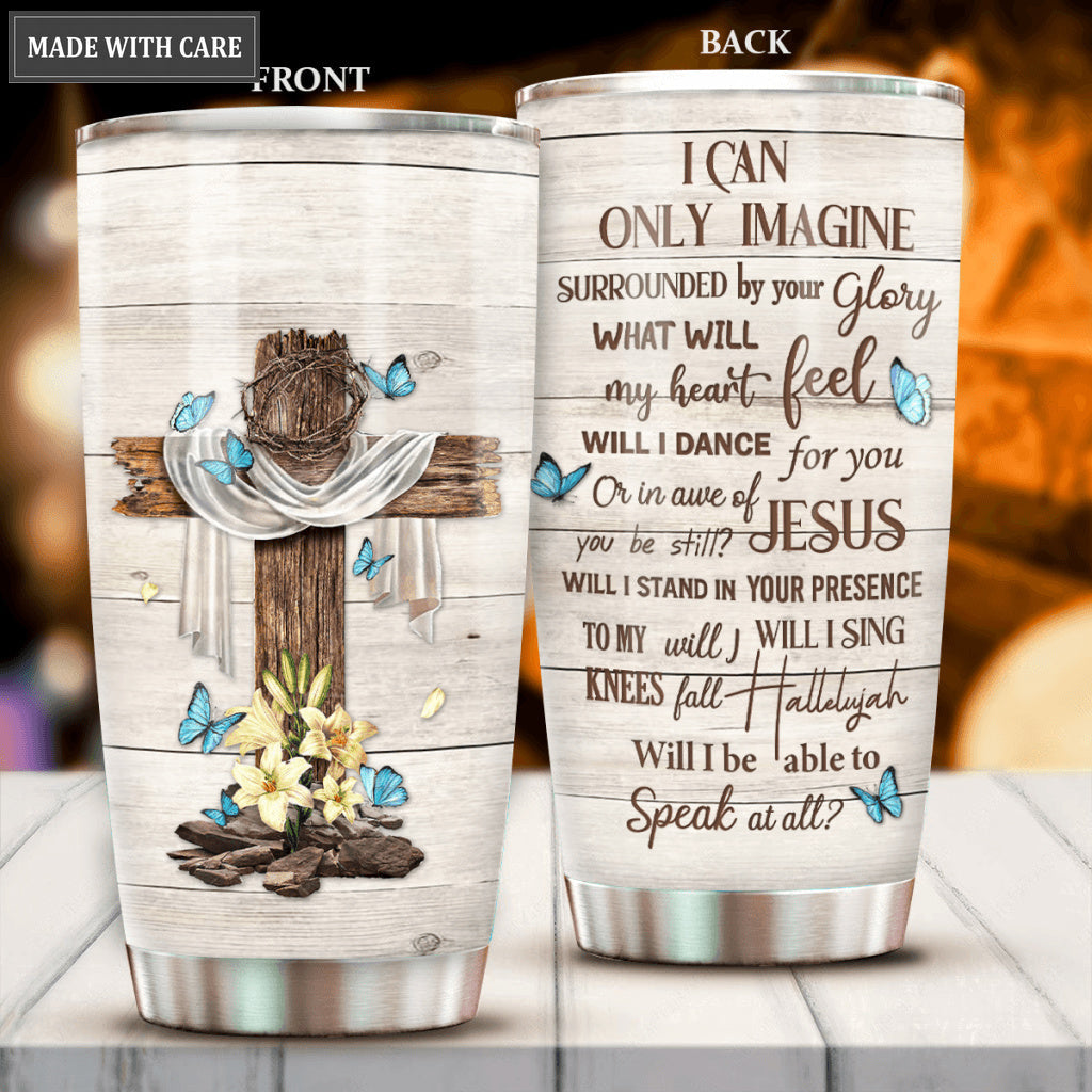 Cross And Butterflies By Glory Personalized Tumbler