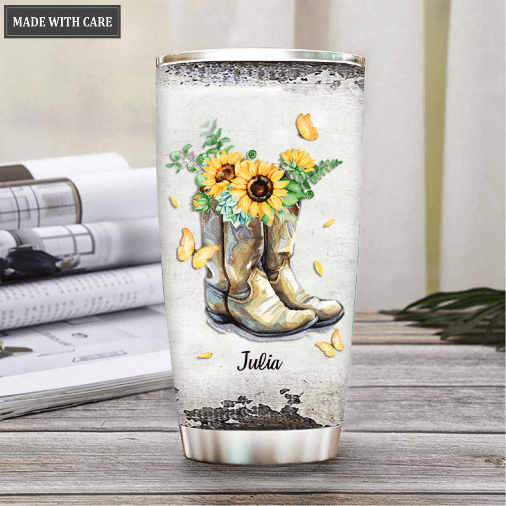 Glory In The Air Yellow Boots Personalized Tumbler