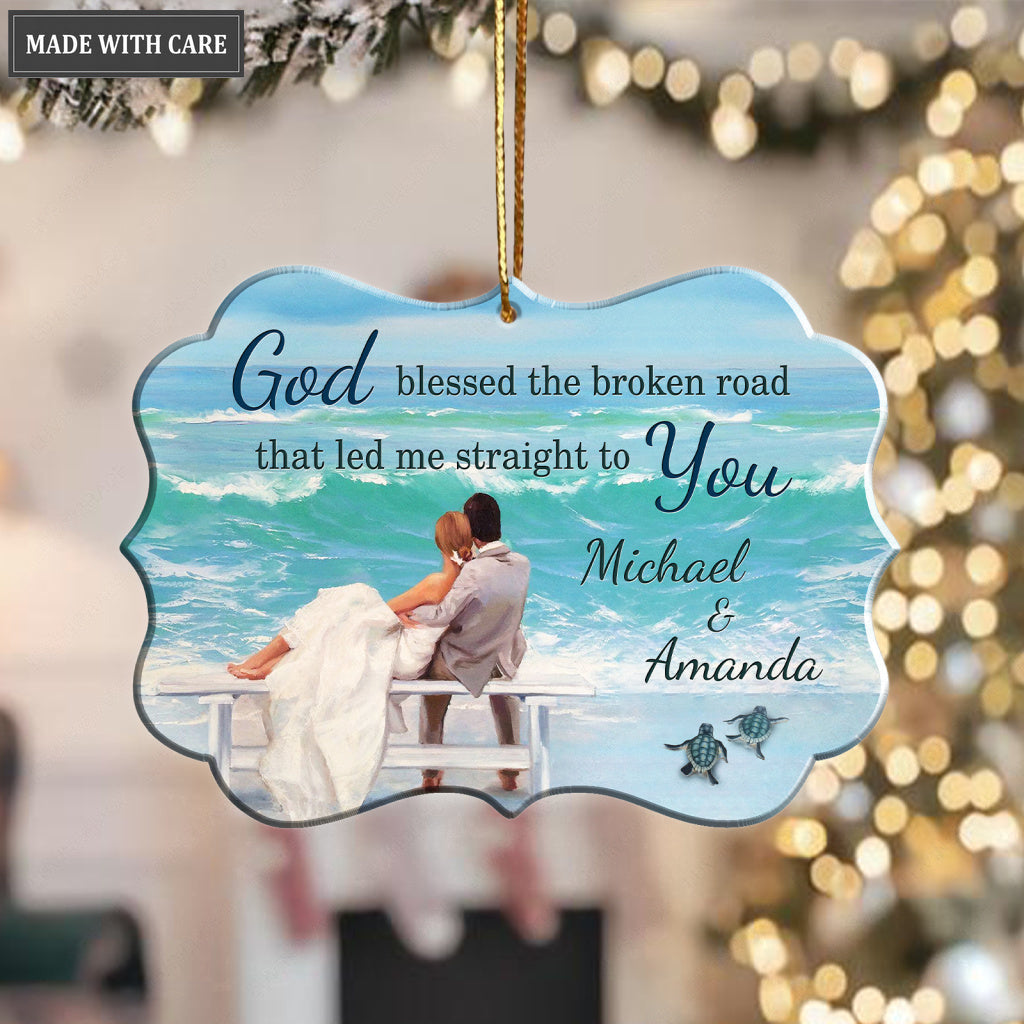 God Blessed Couple In The Beach Personalized Ornament