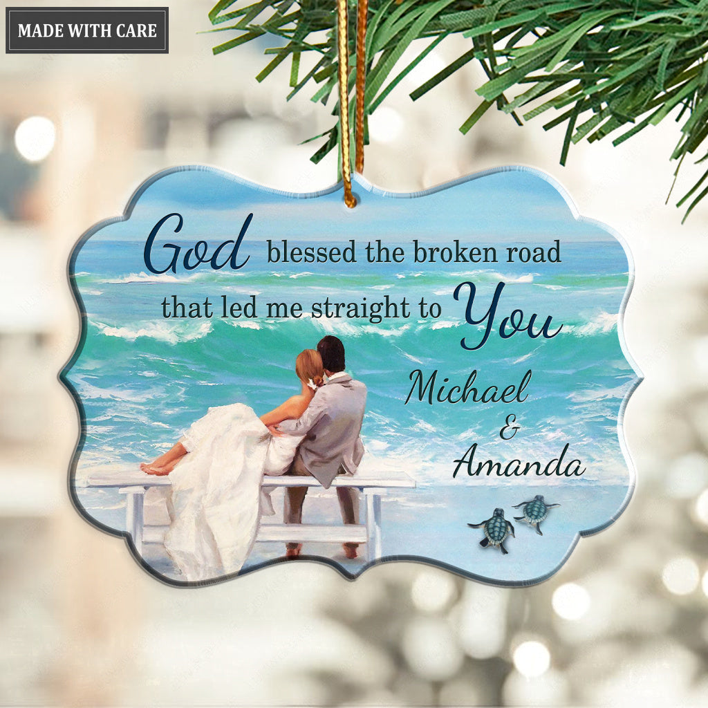 God Blessed Couple In The Beach Personalized Ornament