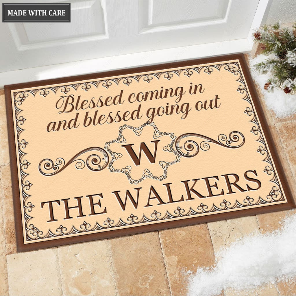 Luvingrace M68 Luxury Monogram Collection Blessed Coming In Personalized Doormat