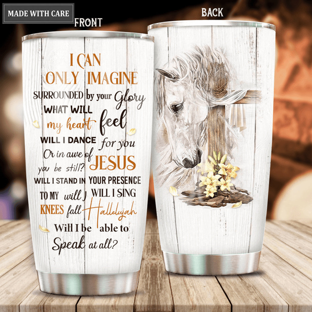 Personalized Cross Horse Pastel Glory Tumbler