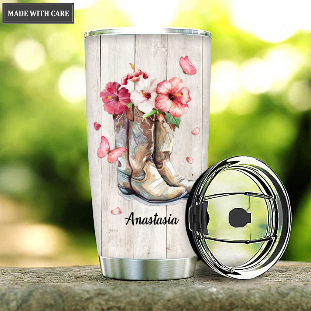 Personalized Pink Boots Glory In The Air Customized Tumbler