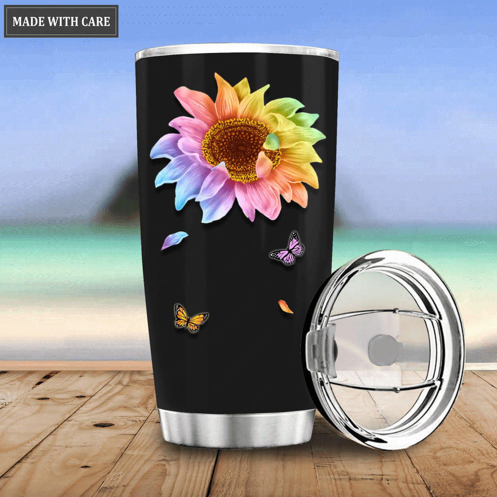 Rainbow Purple Sunflower Personalized Tumbler