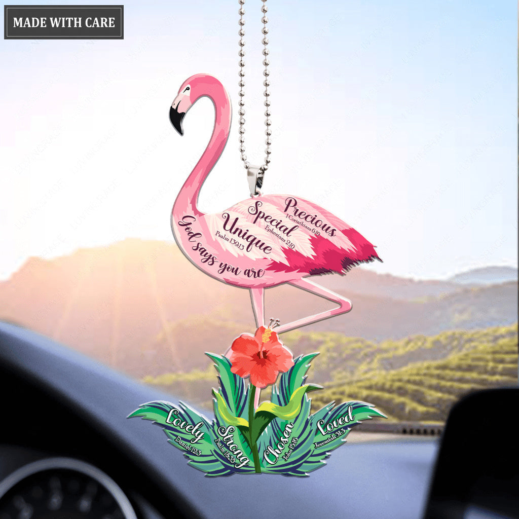 Tropical Hibiscus Flamingo God Says You Are Ornament
