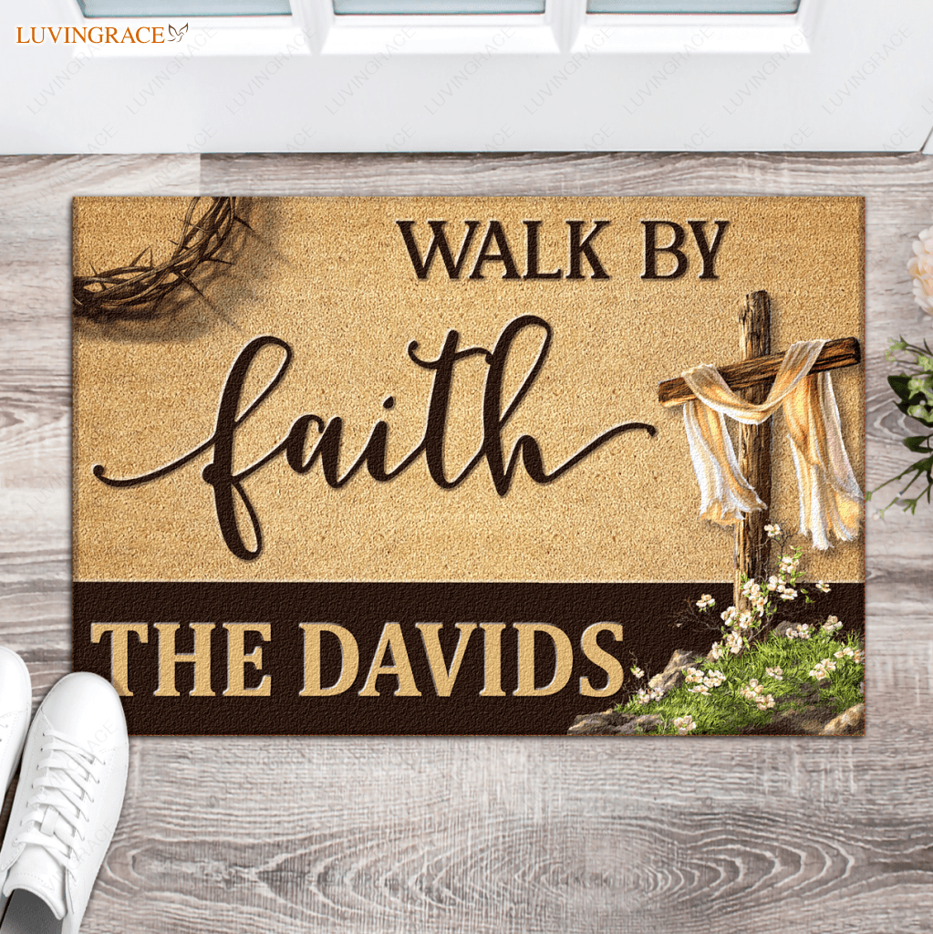 Walk By Faith Personalized Doormat