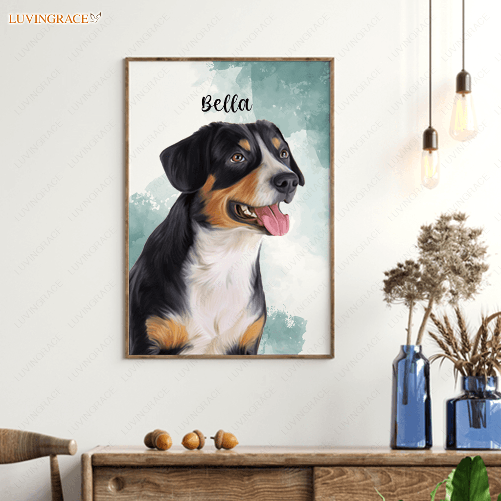Watercolor Pet Portrait From Photo Poster Canvas - Personalized Custom Gift Wall Art