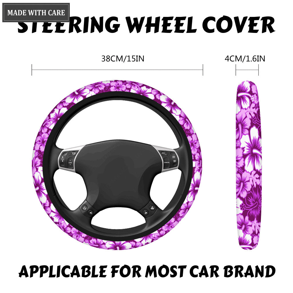 Beautiful Hibiscus Pattern Car Steering Wheel Cover