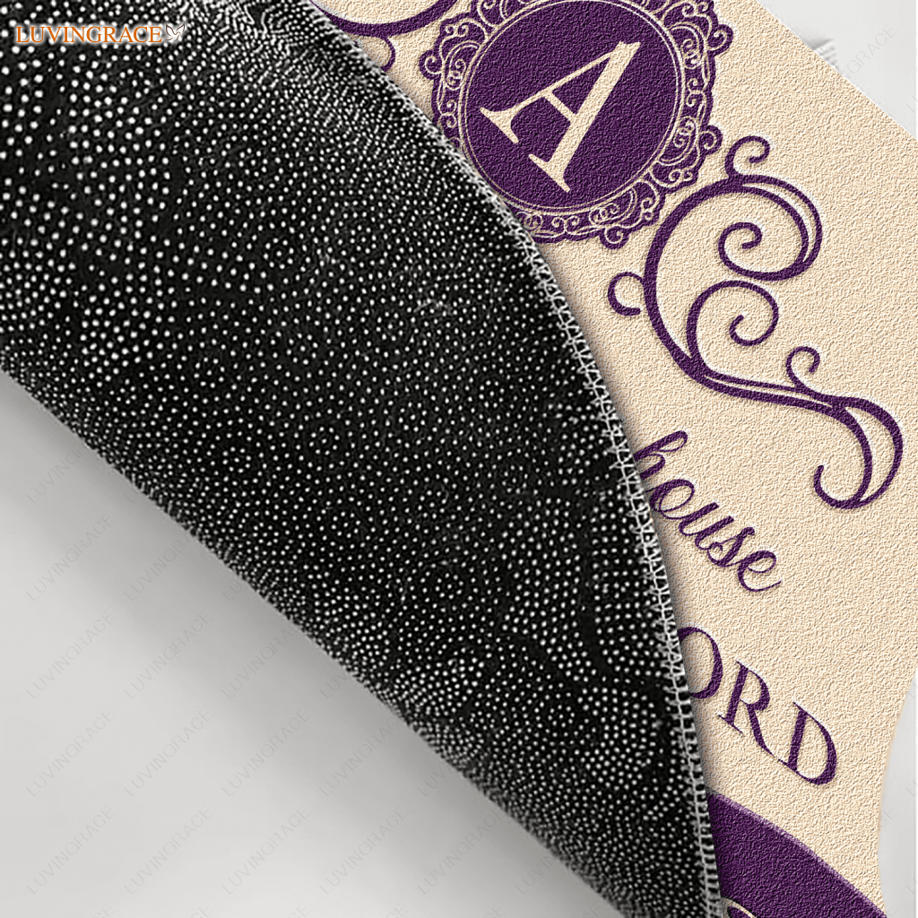 We Will Serve The Lord Purple And Tan Personalized Doormat