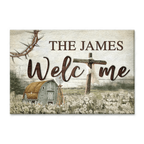 Welcome Flower Field Personalized Doormat