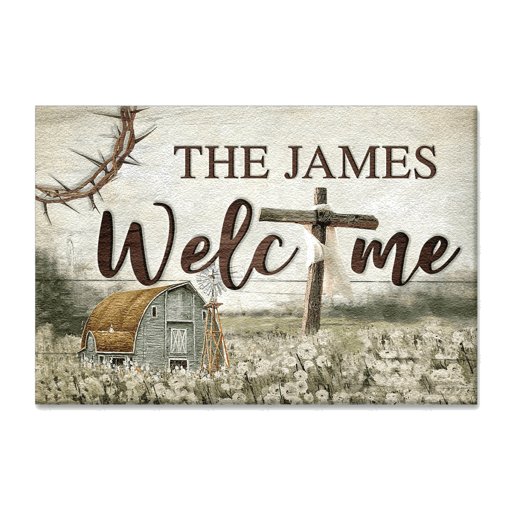 Welcome Flower Field Personalized Doormat