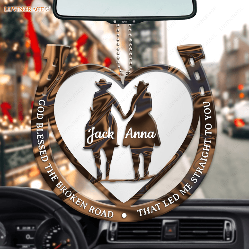 Western Horseshoe Couple God Blessed Personalized Ornament