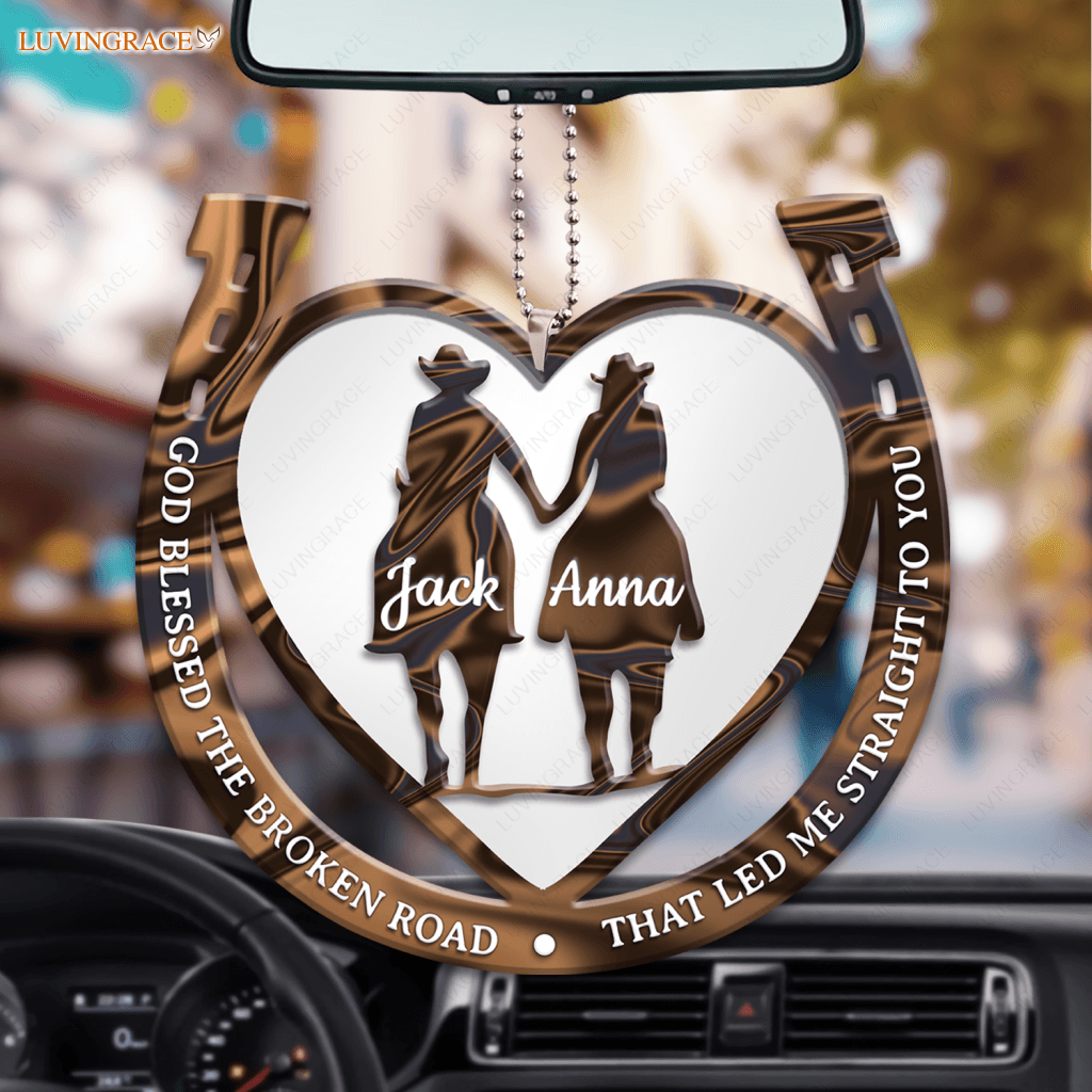 Western Horseshoe Couple God Blessed Personalized Ornament