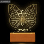 Faith Cross Butterfly Personalized Acrylic Seven Colors Night Light