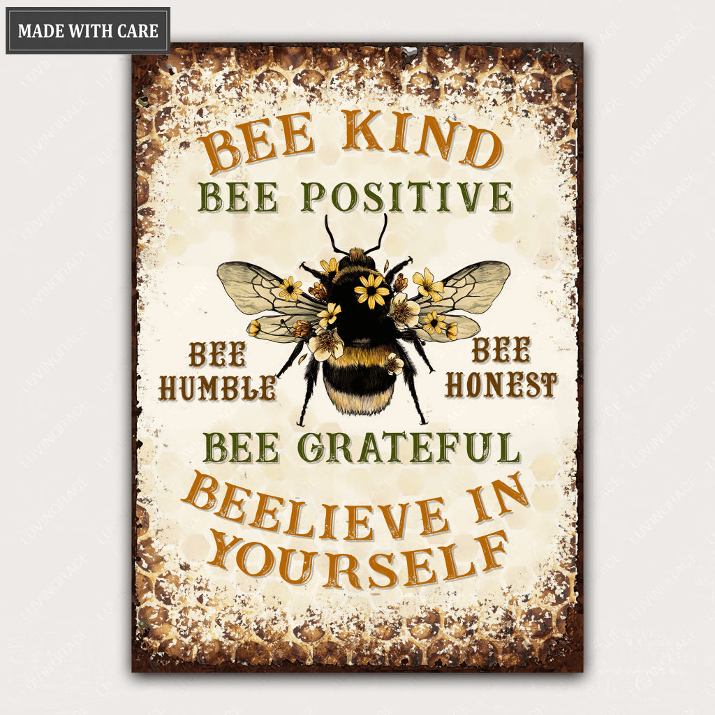 Farmhouse Bee Kind Metal Sign