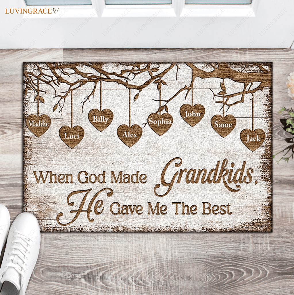 When God Made Grandkids He Gave Me The Best Personalized Doormat