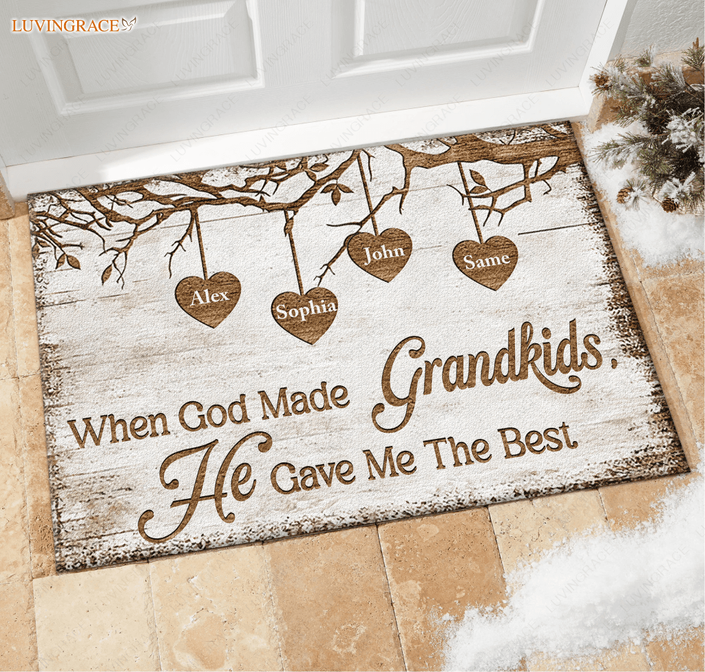 When God Made Grandkids He Gave Me The Best Personalized Doormat