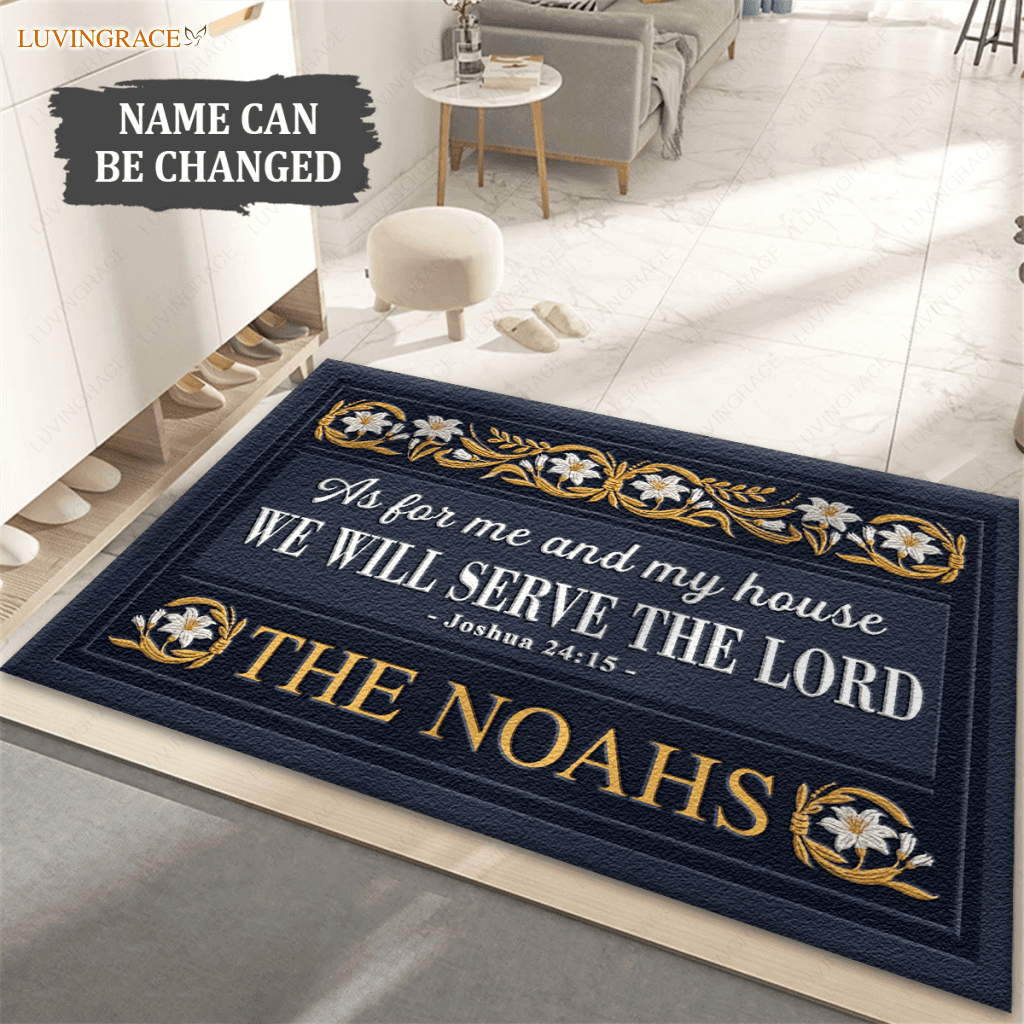White Lilies Serve The Lord Personalized Doormat