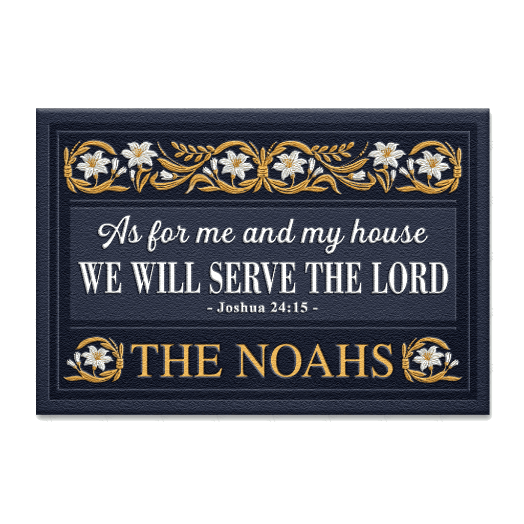 White Lilies Serve The Lord Personalized Doormat