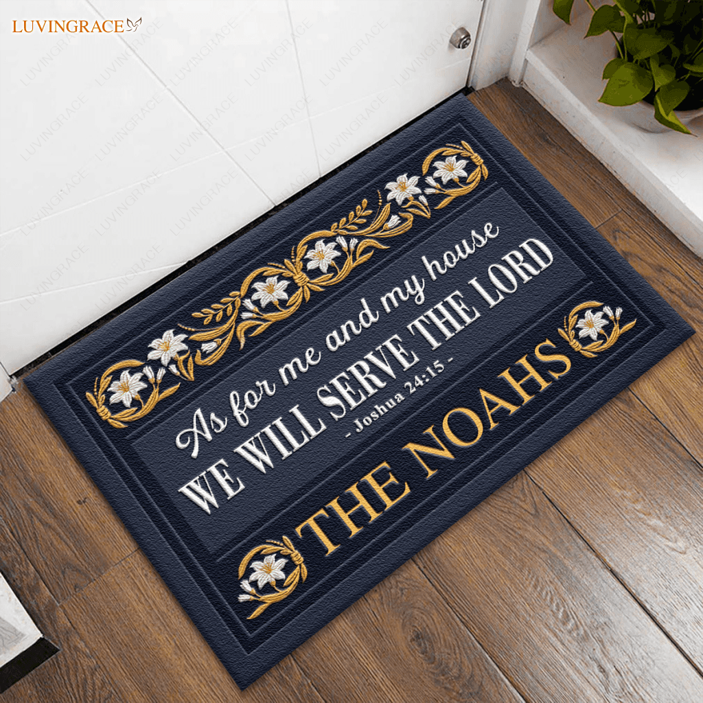 White Lilies Serve The Lord Personalized Doormat