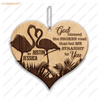 Wild Love Flamingo Couple God Blessed Personalized Wood Engraved Ornaments Wooden Ornament