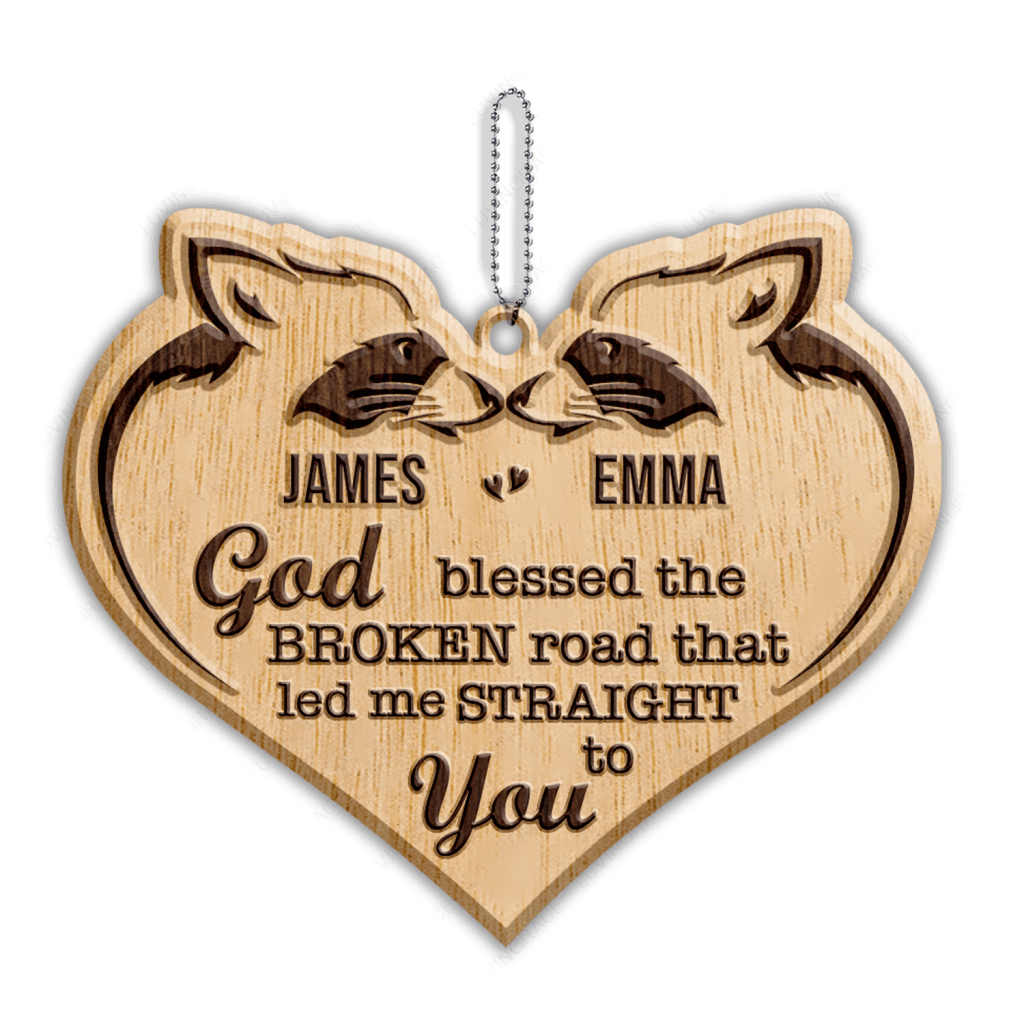 Wild Love Racoon Couple God Blessed Personalized Wood Engraved Ornaments