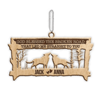 Wild Love Wolf Couple In Forest God Blessed Personalized Wood Engraved Ornaments