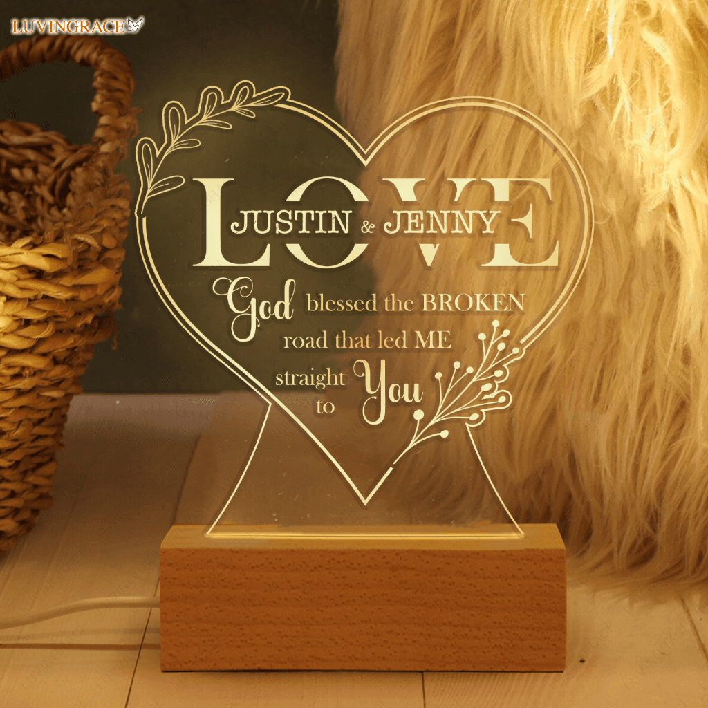 Wildflower Heart Love God Blessed Personalized Acrylic Night Light