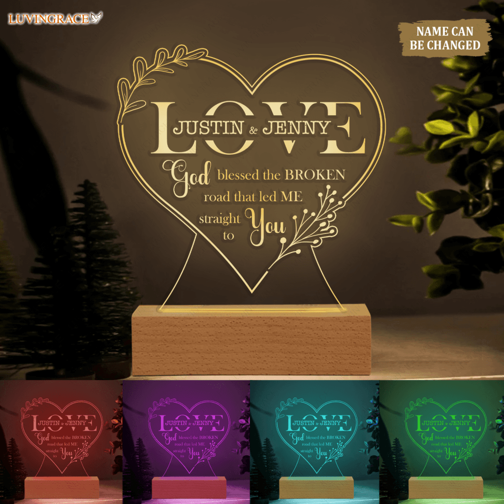 Wildflower Heart Love God Blessed Personalized Acrylic Night Light