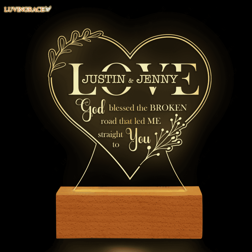 Wildflower Heart Love God Blessed Personalized Acrylic Night Light