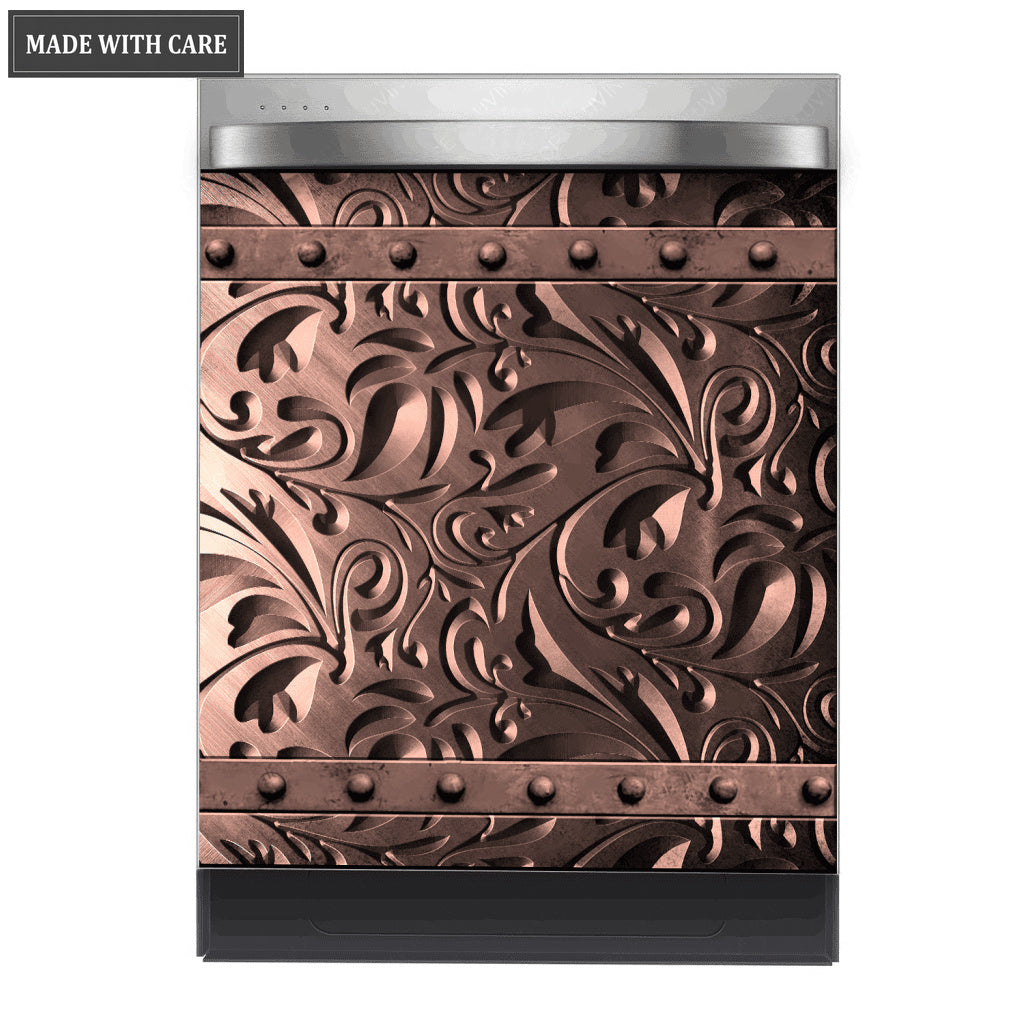 Kitchen Dishwasher Magnet Cover Dark Grey Batik Engraved Design