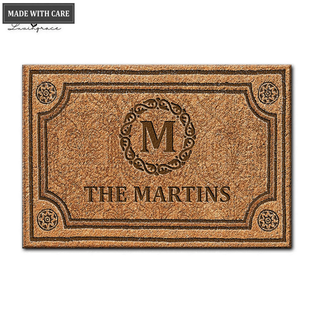 Luvingrace L09 Vintage Monogram Collection Family Name Personalized Doormat