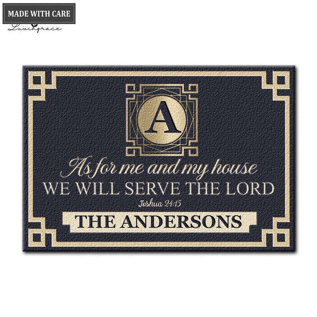 Luvingrace L17 Vintage Monogram Collection As For My House Personalized Doormat