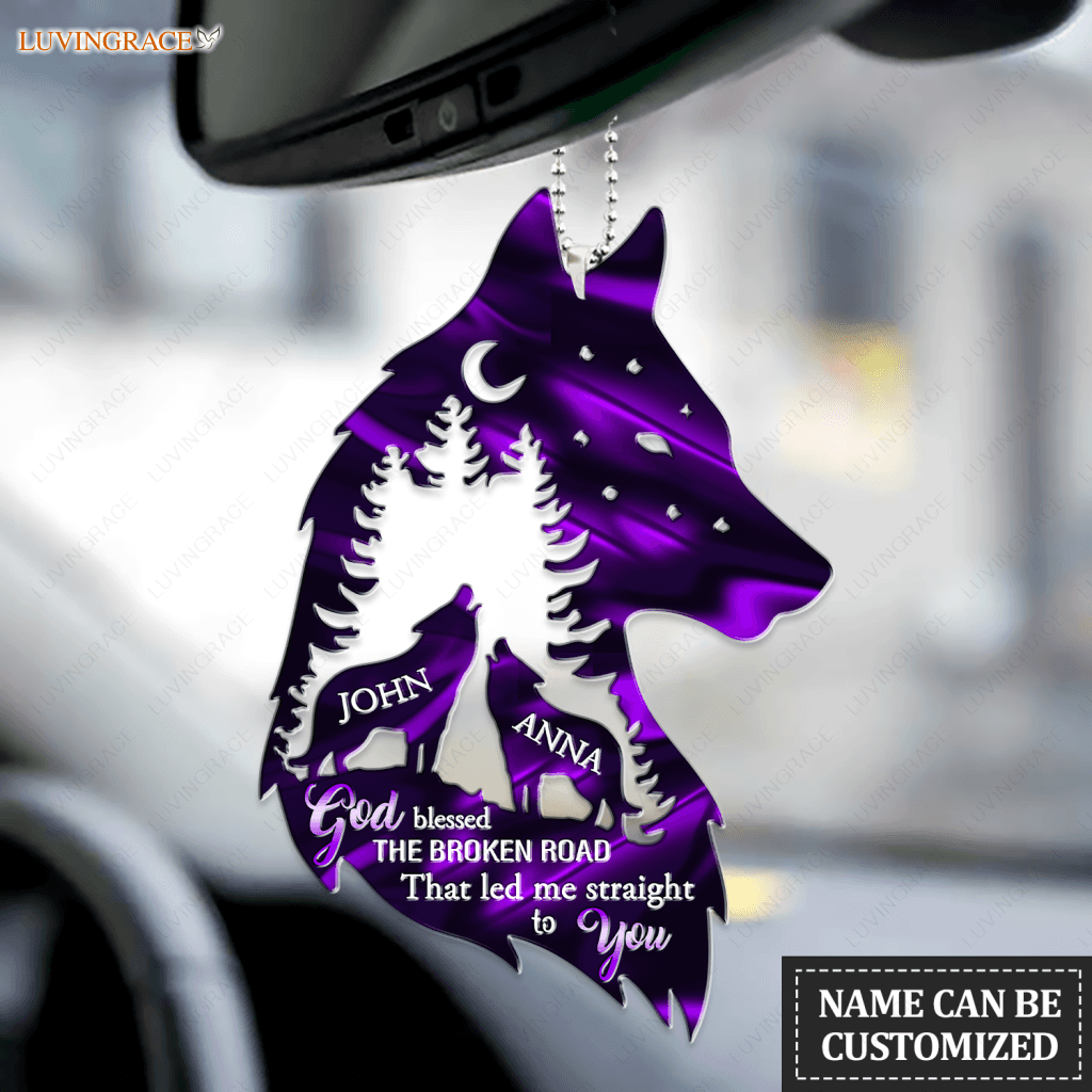 Wolf Couple In Forest God Blessed Personalized Ornament
