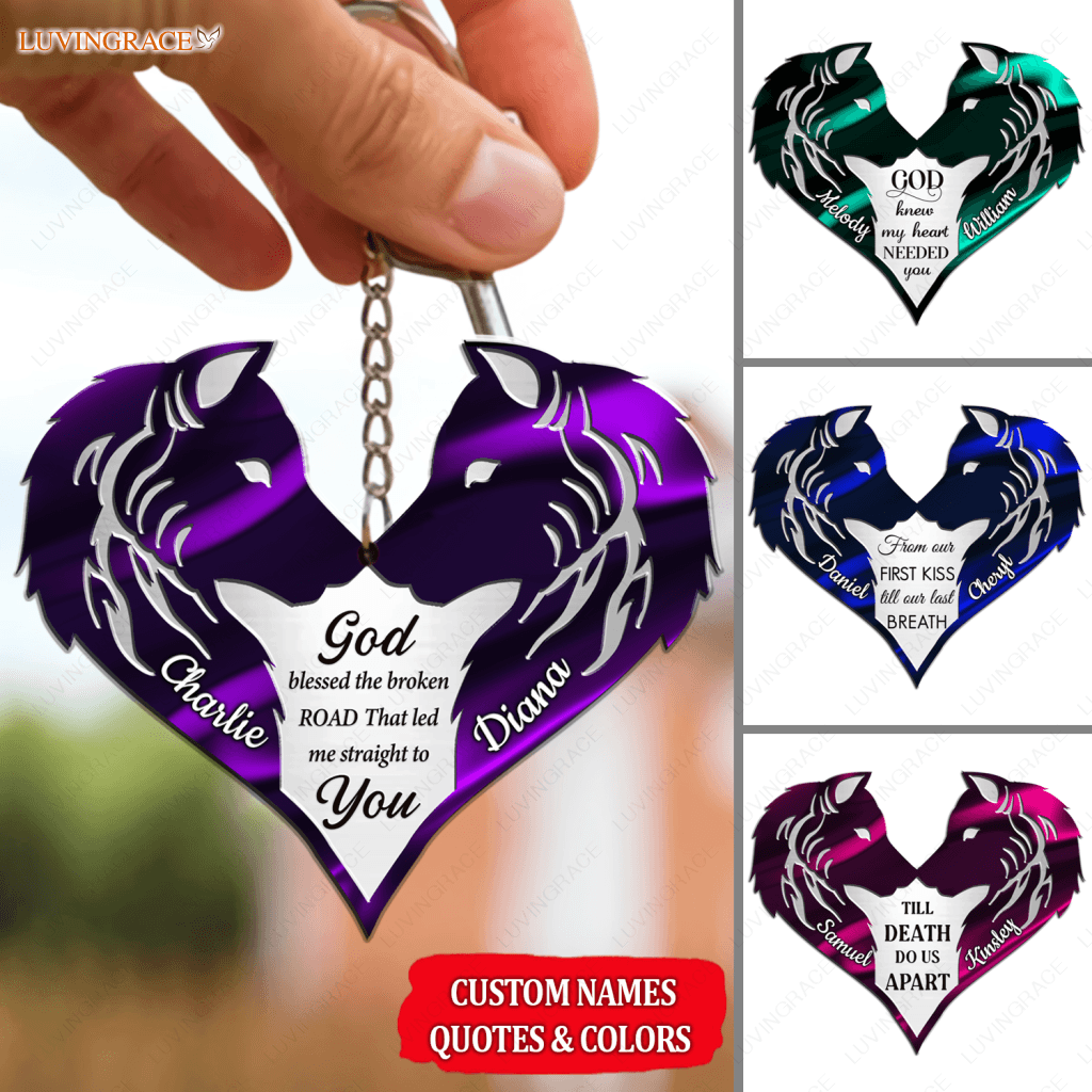 Wolves For Couple Personalized Keychain