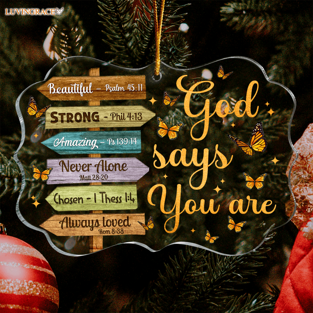 Wooden Direction Signs Butterfly God Says You Are Transparent Ornament