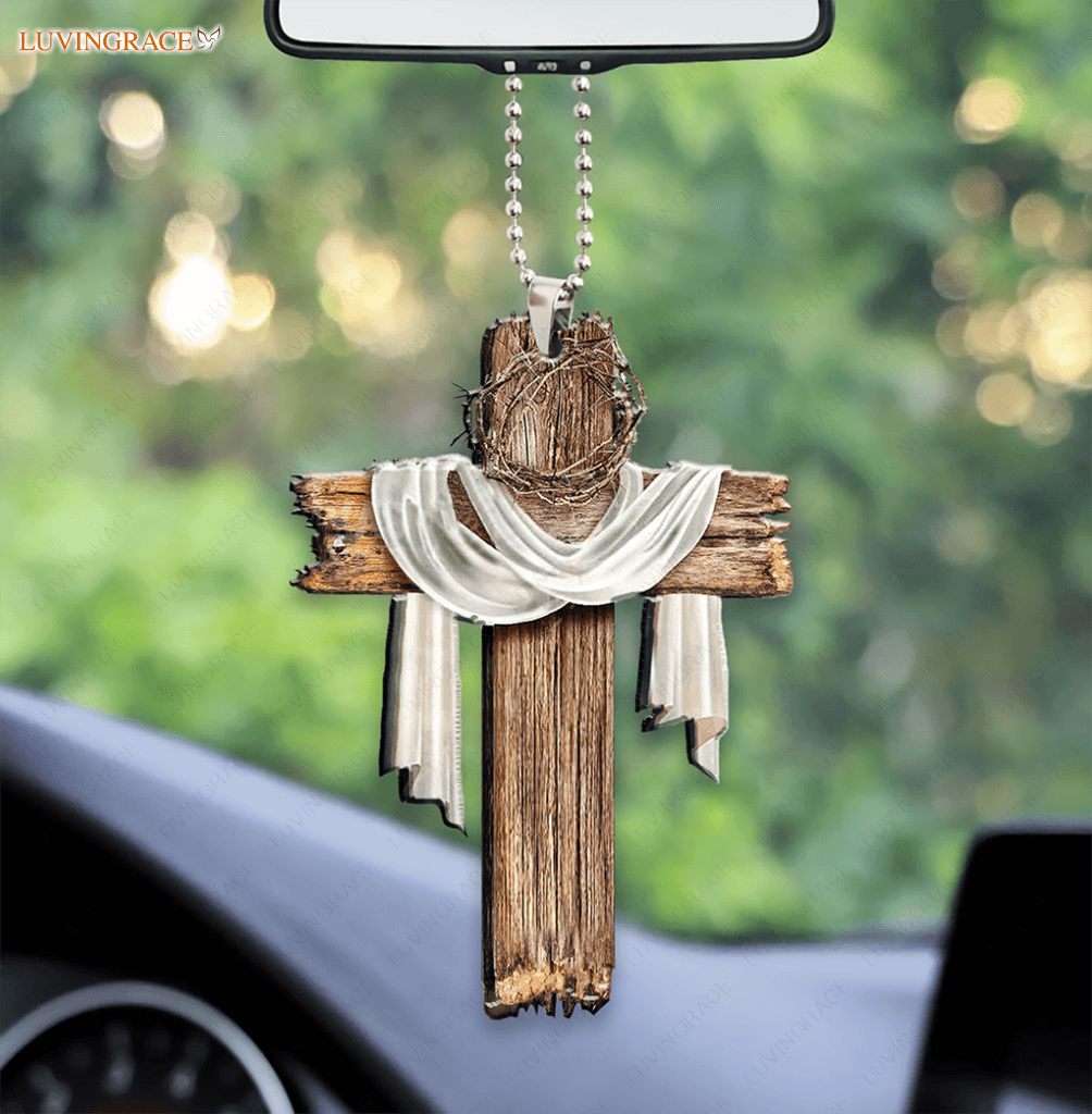 Wooden Jesus Cross Car Hanging Ornament