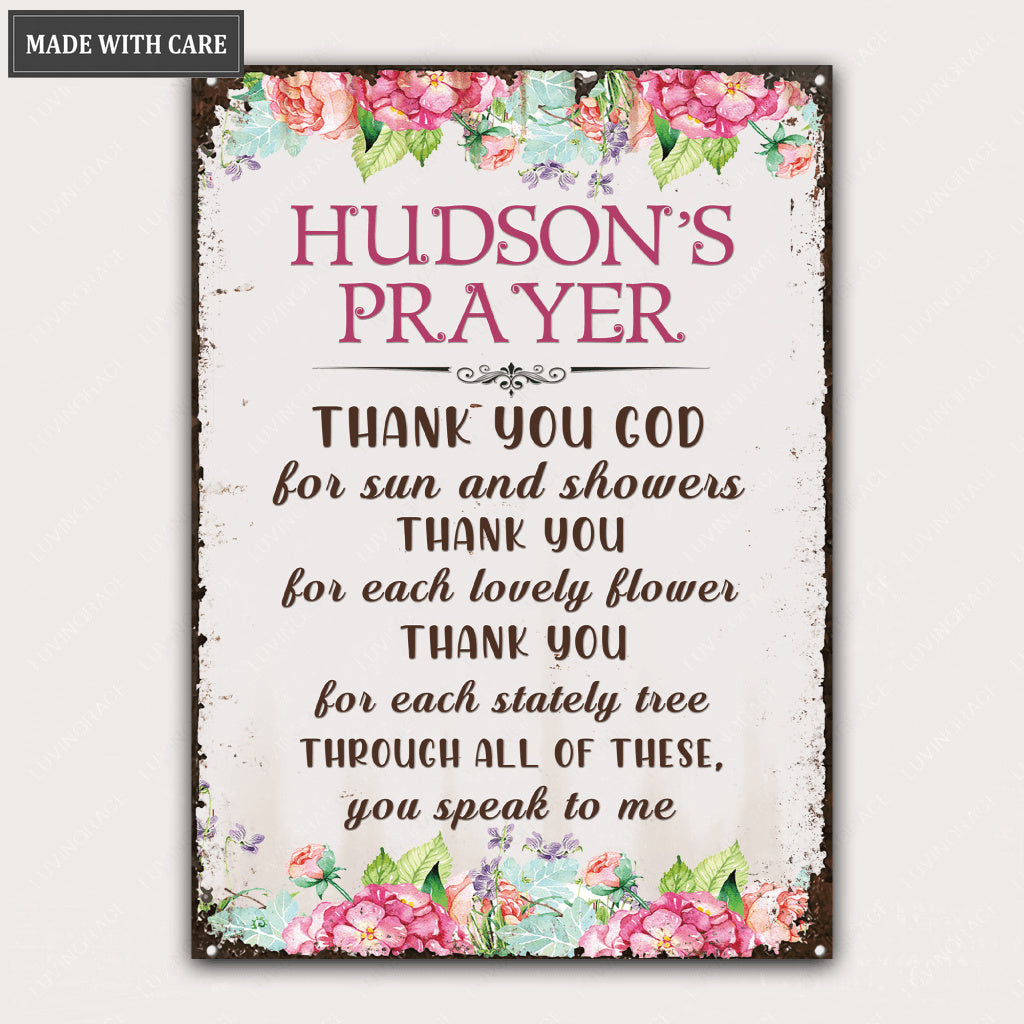 Personalized Gardener's Prayer Metal Sign