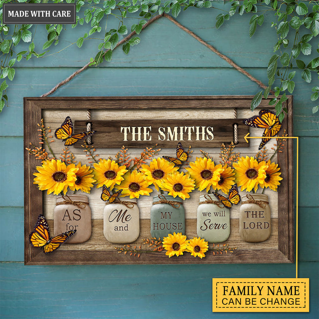 Personalized Lord Sunflower Jars Wood Rectangle Sign