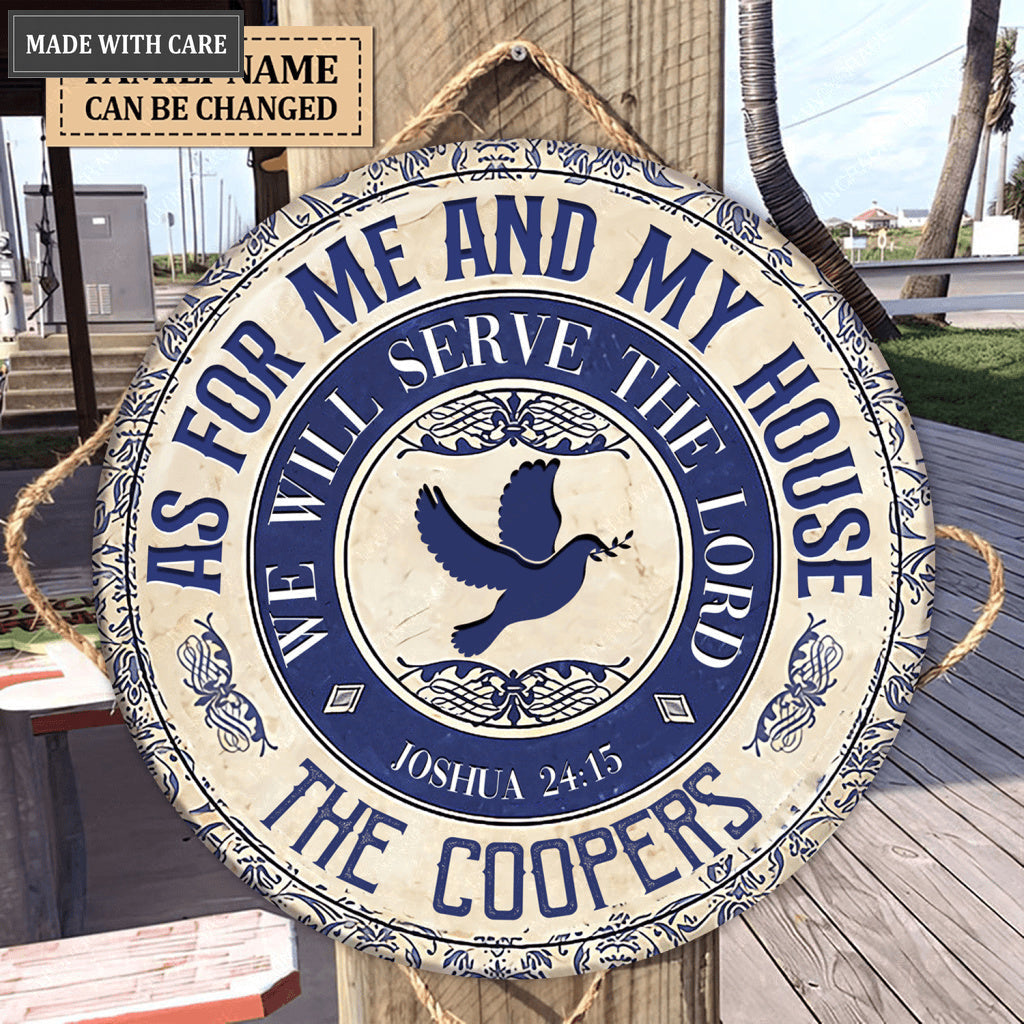 Dove Serve The Lord Personalized Circle Sign