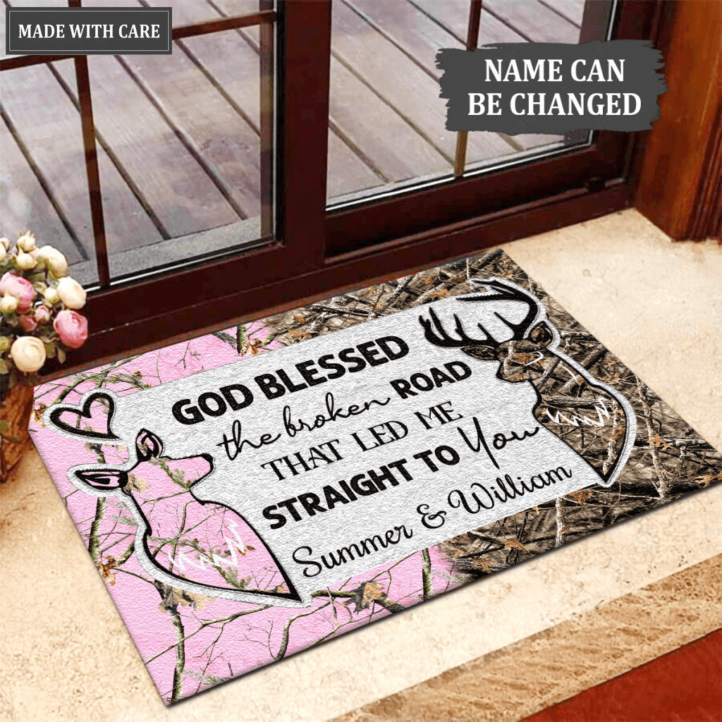 God Blessed Buck And Doe Personalized Doormat