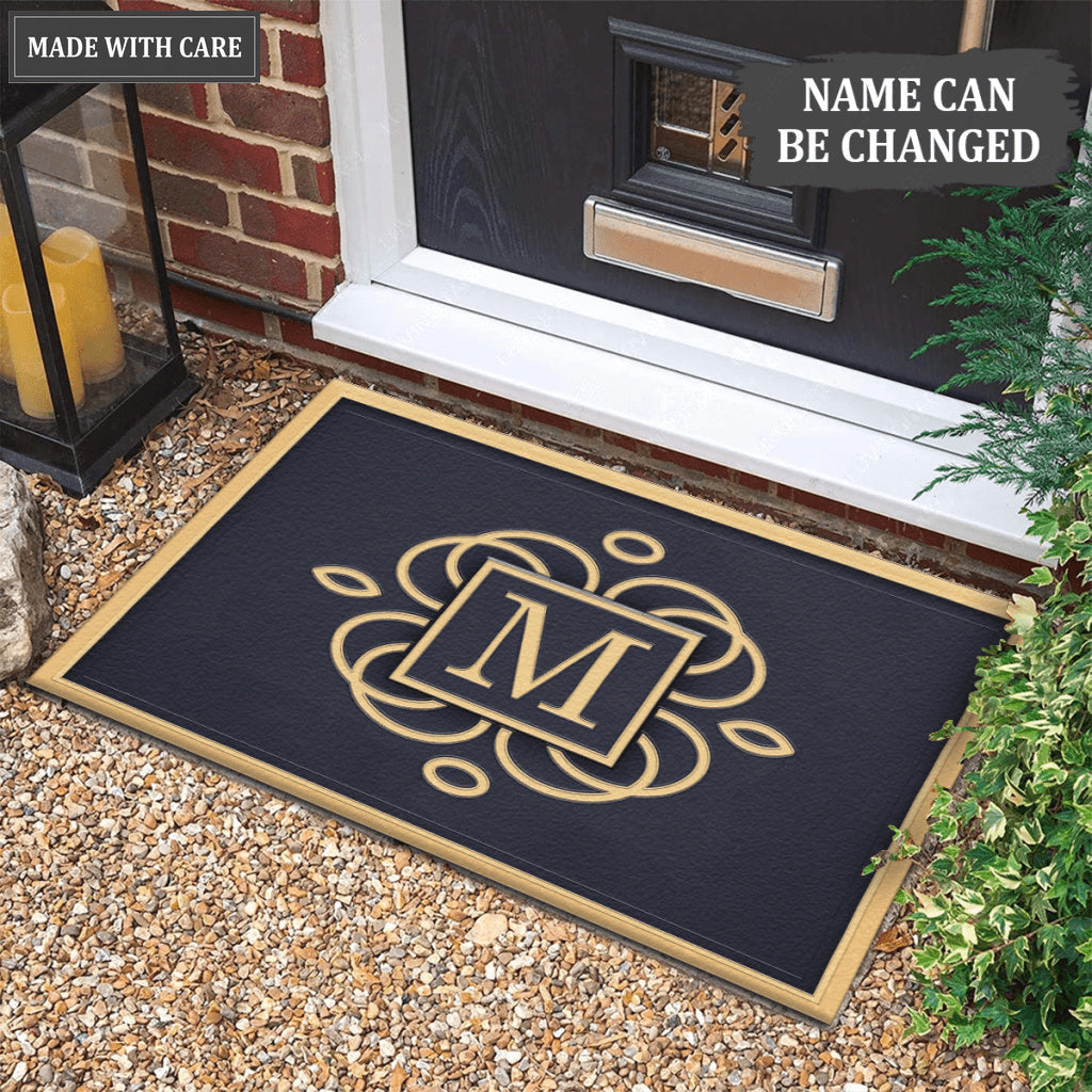Last Name Letter Unique Monogram Personalized Doormat