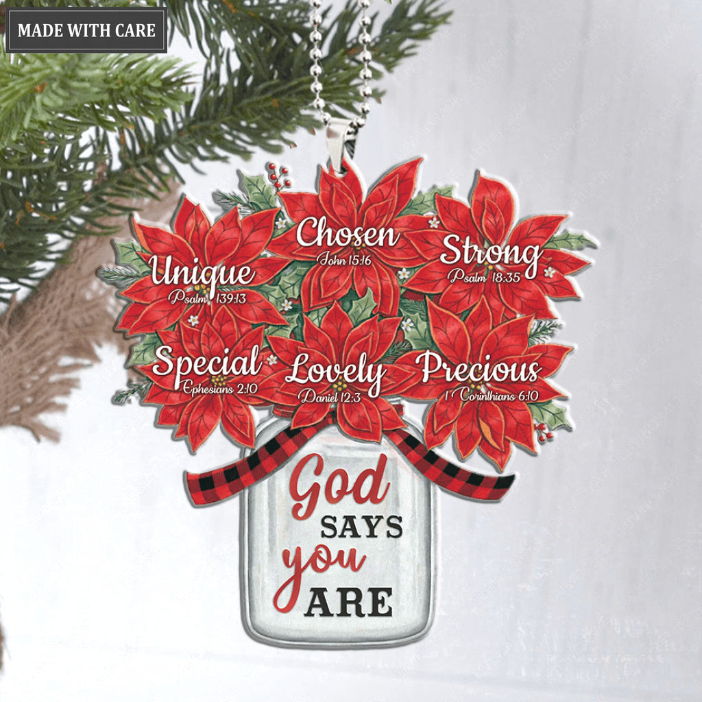 Poinsettia Jar God Says You Are Ornament