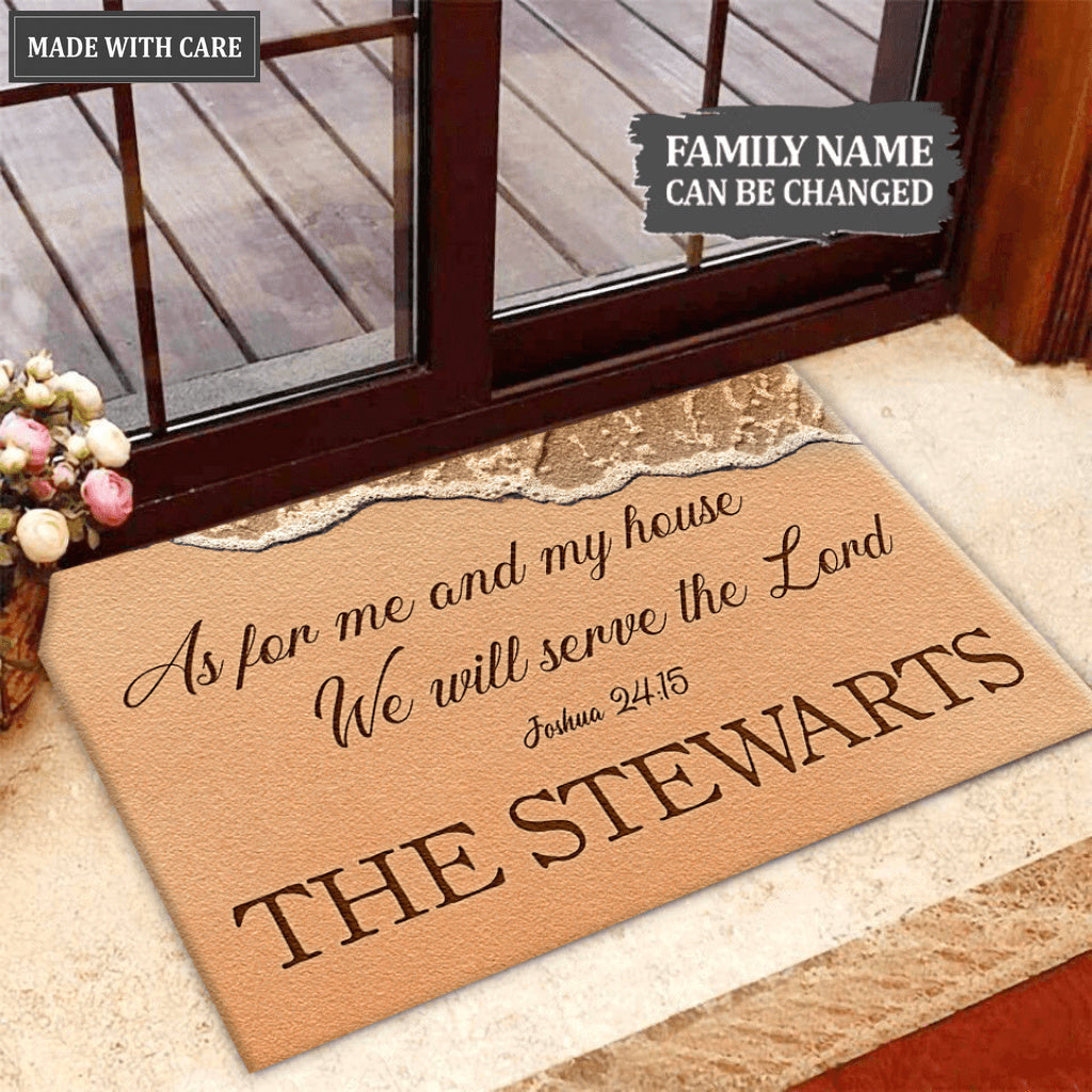 Sand Beach Serve The Lord Personalized Door Mat